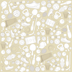 sports equipment and objects of different sport