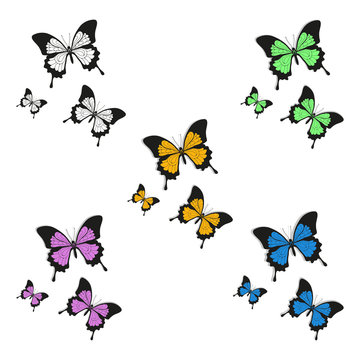 set of butterflies logo