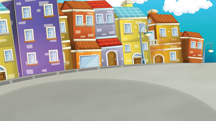 Cartoon scene of a city street - nobody - stage for different usage - illustration for children