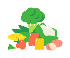 Vegetables food cellulose vector set.