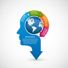 Vector infographic template business silhouette head.