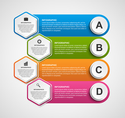 Abstract hexagon business options infographics template.