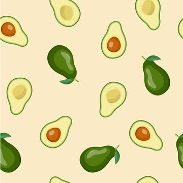 Seamless vector background with avocado