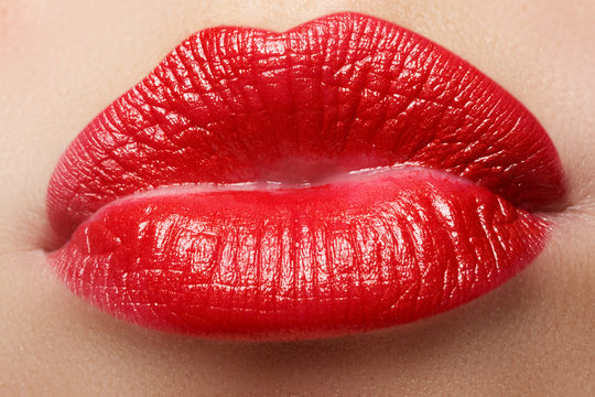 Passionate red lips,macro photography