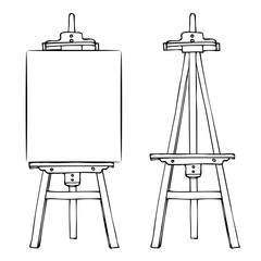 Wooden easel and canvas