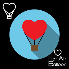 Romantic heart shaped air balloon. Vector illustration
