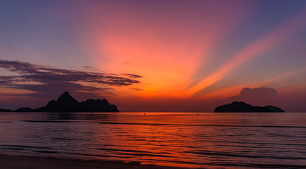 Colorful sunset over sea.