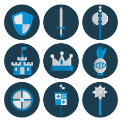 Knights flat icons set
