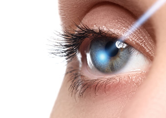 Laser vision correction. Woman's eye. Human eye