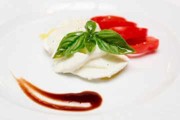 Caprese appetizer on plate