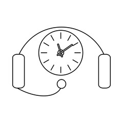 Headset with a clock icon, outline style