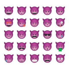 Set of devil emoticon vector isolated on white background. Emoji vector. Smile icon set. Emoticon icon web.