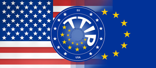 USA and Europe flags background concept
