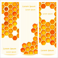 Vertical banners with honeycomb cells on vintage background