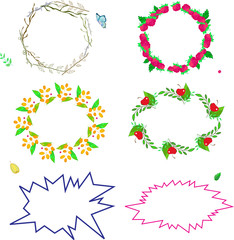 set of colored frames with summer