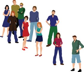 Fototapeta premium Crowd of men and women