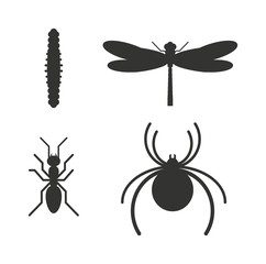 Insect icon black silhouette icons