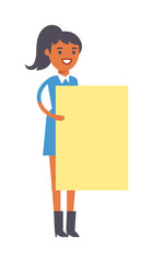 Girl and banner vector illustration.