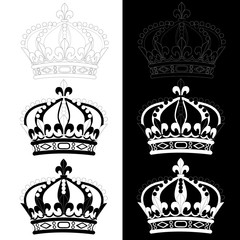 Crown of Louis XIV black and white illustration.