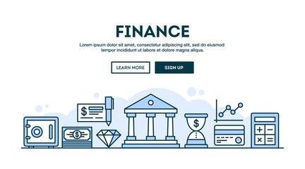 Finance, concept header, flat design thin line style