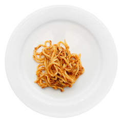 Traditional Tuscan pici pasta with wild boar meat