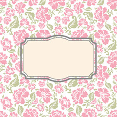 Roses floral card. Frame template to text.