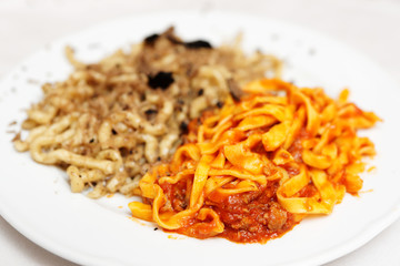 Pastas with black truffle and tomato sauce