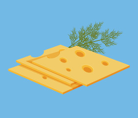 Cheese flat cartoon icon illustration