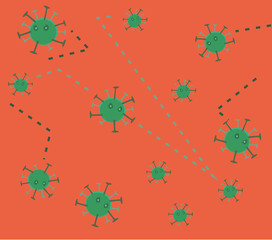Bacteria virus and germs microorganism background. Vector flat cartoon illustration