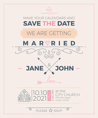 Vintage wedding invitation card template