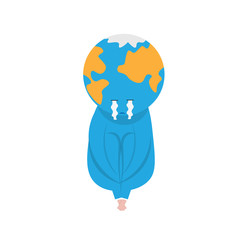 Earth crying sit and hug knees