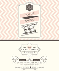Vintage wedding invitation card template