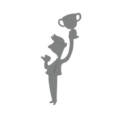 Man win award holding trophy Silhouette