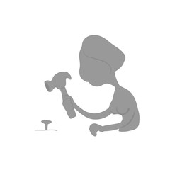 Woman glasses hammer nail Silhouette