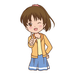 女の子　指差し　イラスト