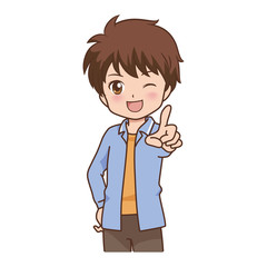 男の子　指差し　イラスト