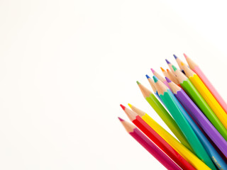 Pencil crayons on white background