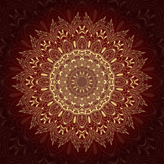 Gold round ornament. Mandala.  Background, cover. 