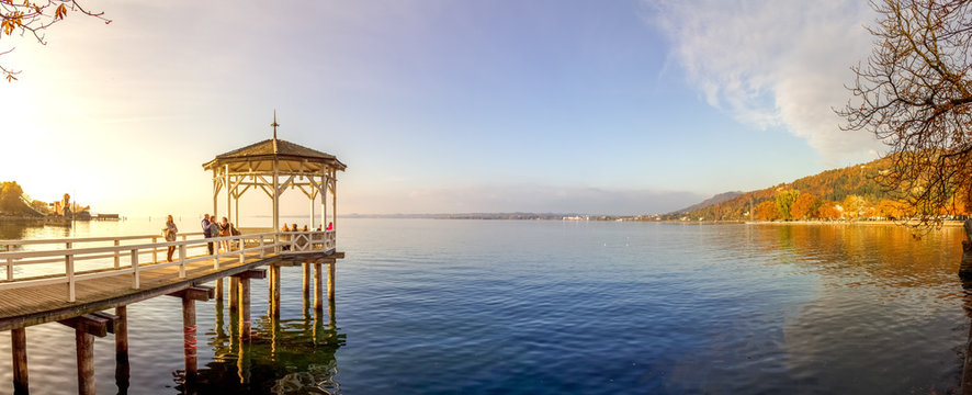 Bregenz, Pavillon mit Blick auf den Bodensee 