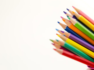 Pencil crayons on white background