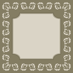 Square frame with  place for text. Template for card vintage style