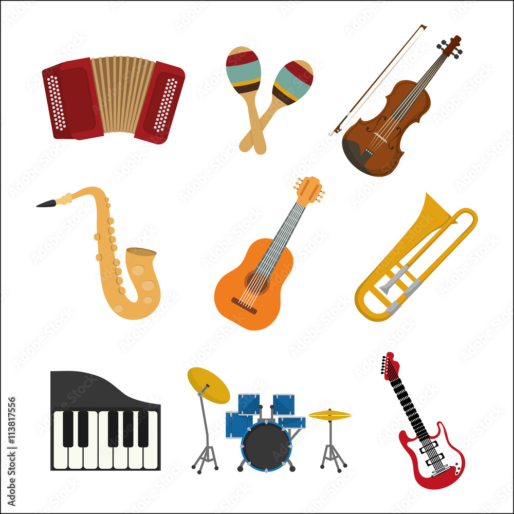 Canvas Prints music instrument icon set. vector graphic