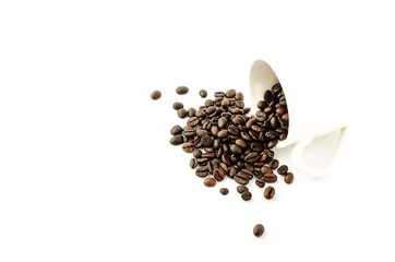 Coffee beans in coffee cup