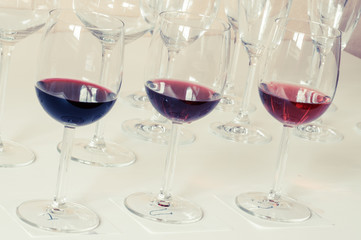 Three glasses of wine for tasting