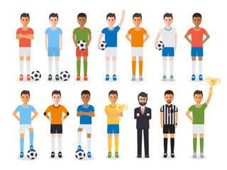 Soccer player, football sport athlete character set