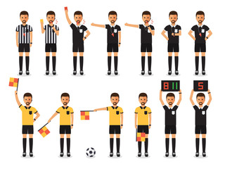 Naklejka premium Soccer referee character set