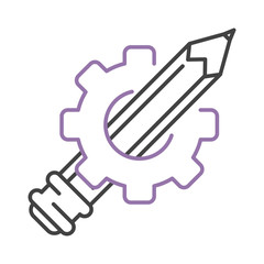 Pen icon drawing gear vector.