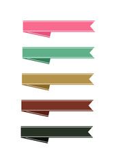 Retro color ribbon banner set isolated on white background.