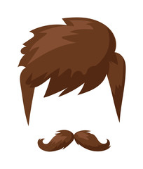 Hairstyles beard and hair face cut mask flat cartoon icon