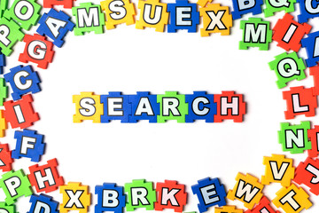 Puzzle search on white background